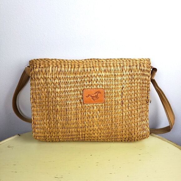 Handbags - Women's Vintage 1960's Tiki Wicker Crossbody Satchel Bag